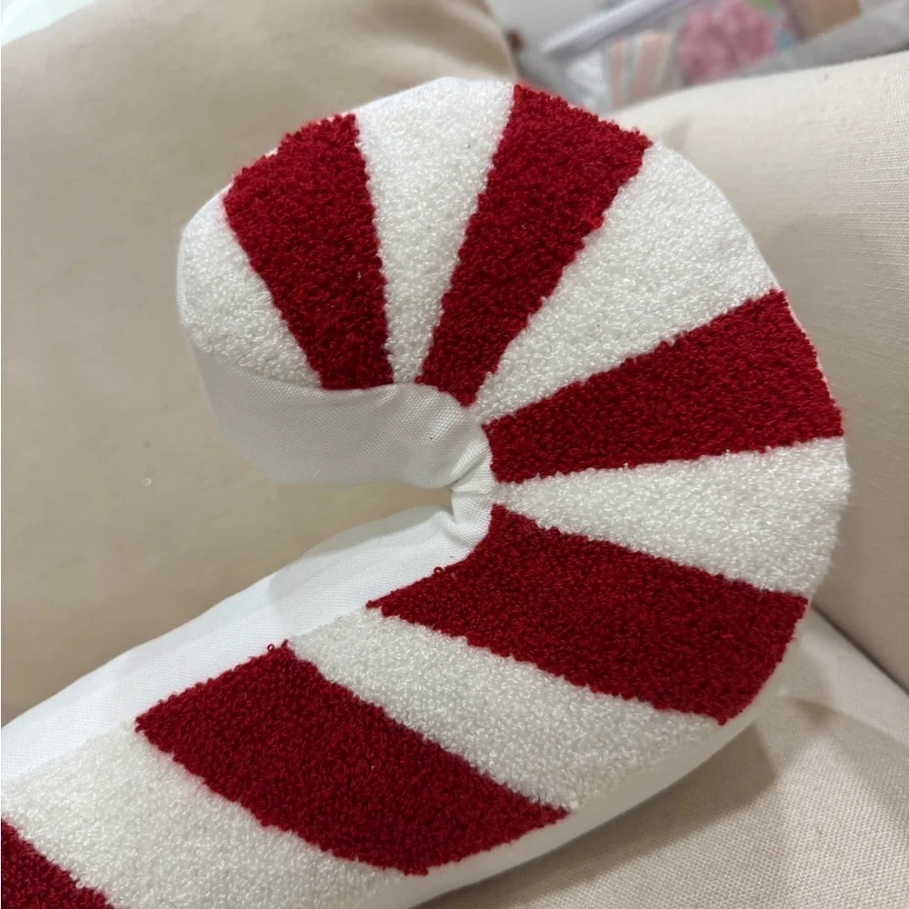 Cupcakes and Cashmere Candy Cane Pillow Red White Christmas Decor 15